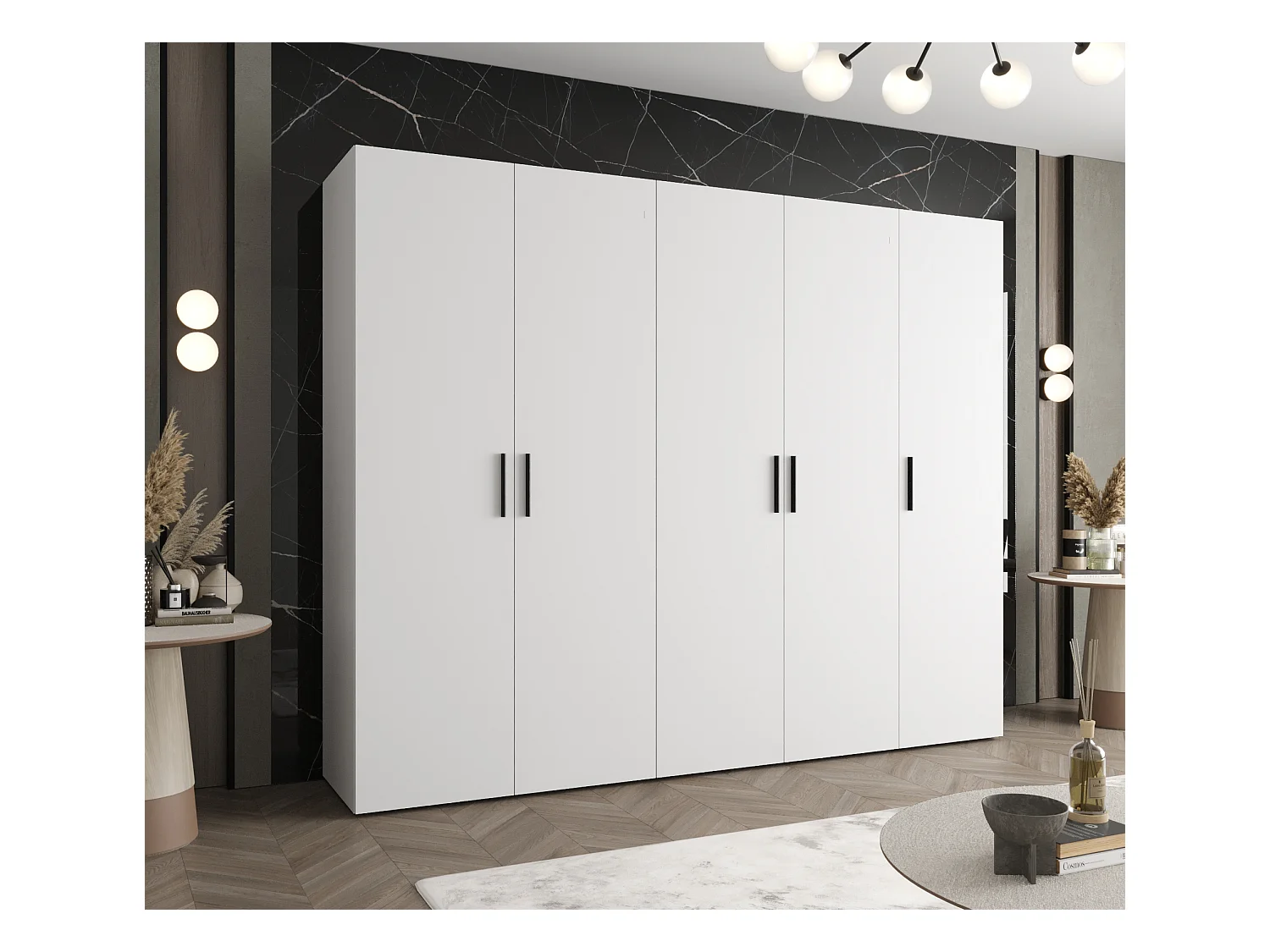 Armoire à portes battantes Bari 1 202/250/52 5 portes (blanc)