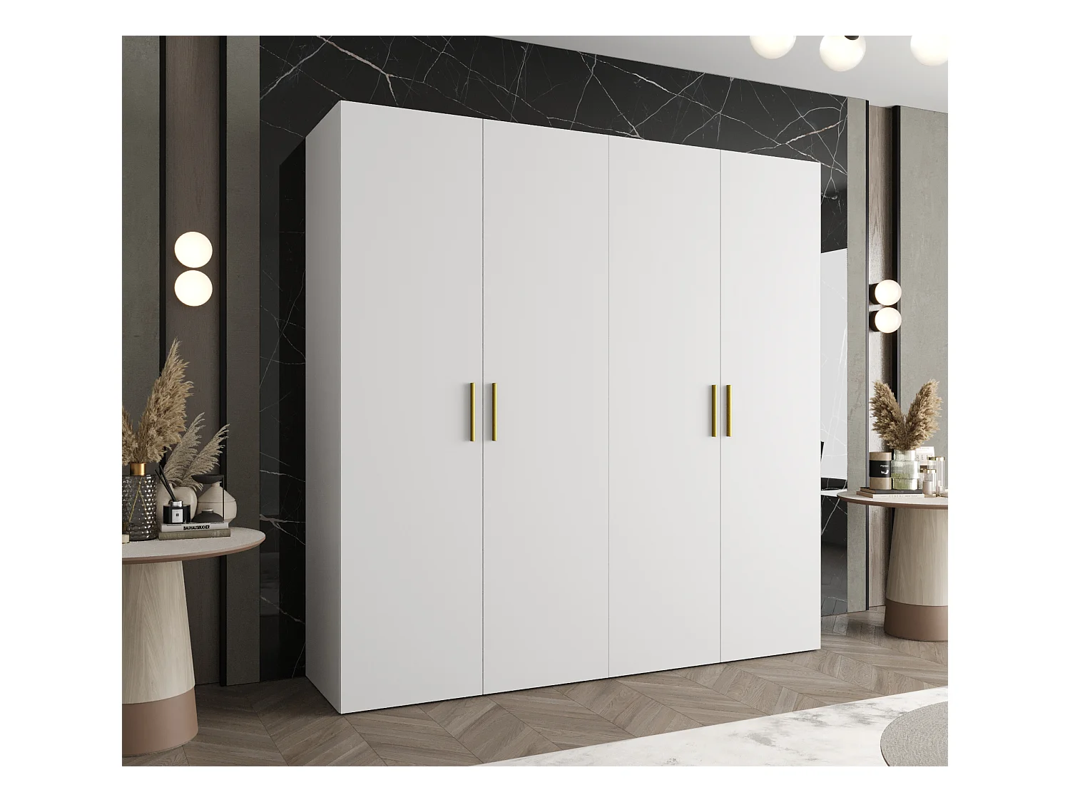 Armoire à portes battantes Bari 1 202/200/52 4 portes (blanc)