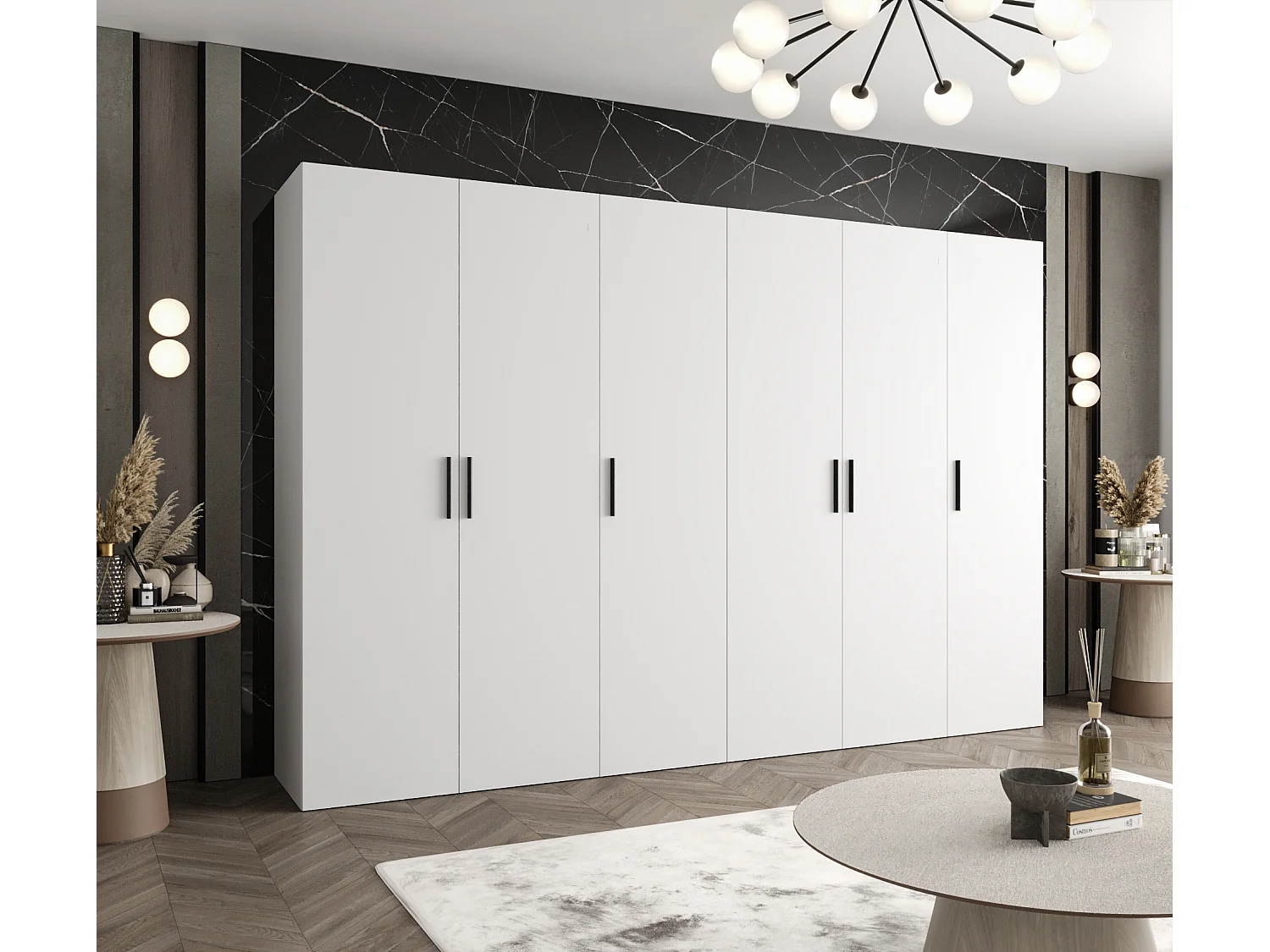 Armoire à portes battantes Bari 1 202/300/52 6 portes (blanc)