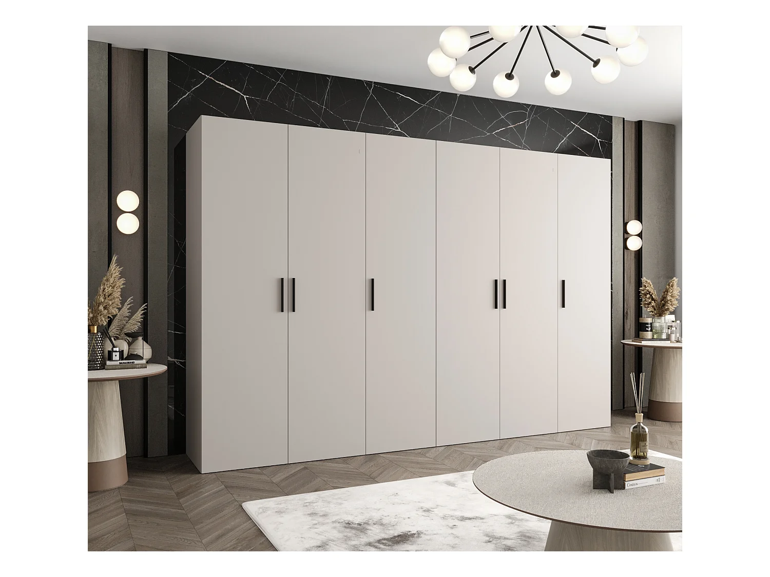 Armoire à portes battantes Bari 1 202/300/52 6 portes (cachemire)