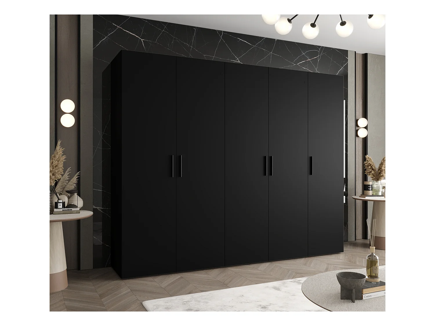 Armoire à portes battantes Bari 1 202/250/52 5 portes (noir)