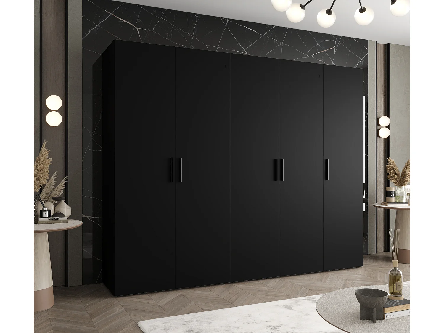 Armoire à portes battantes Bari 1 202/250/52 5 portes (noir)