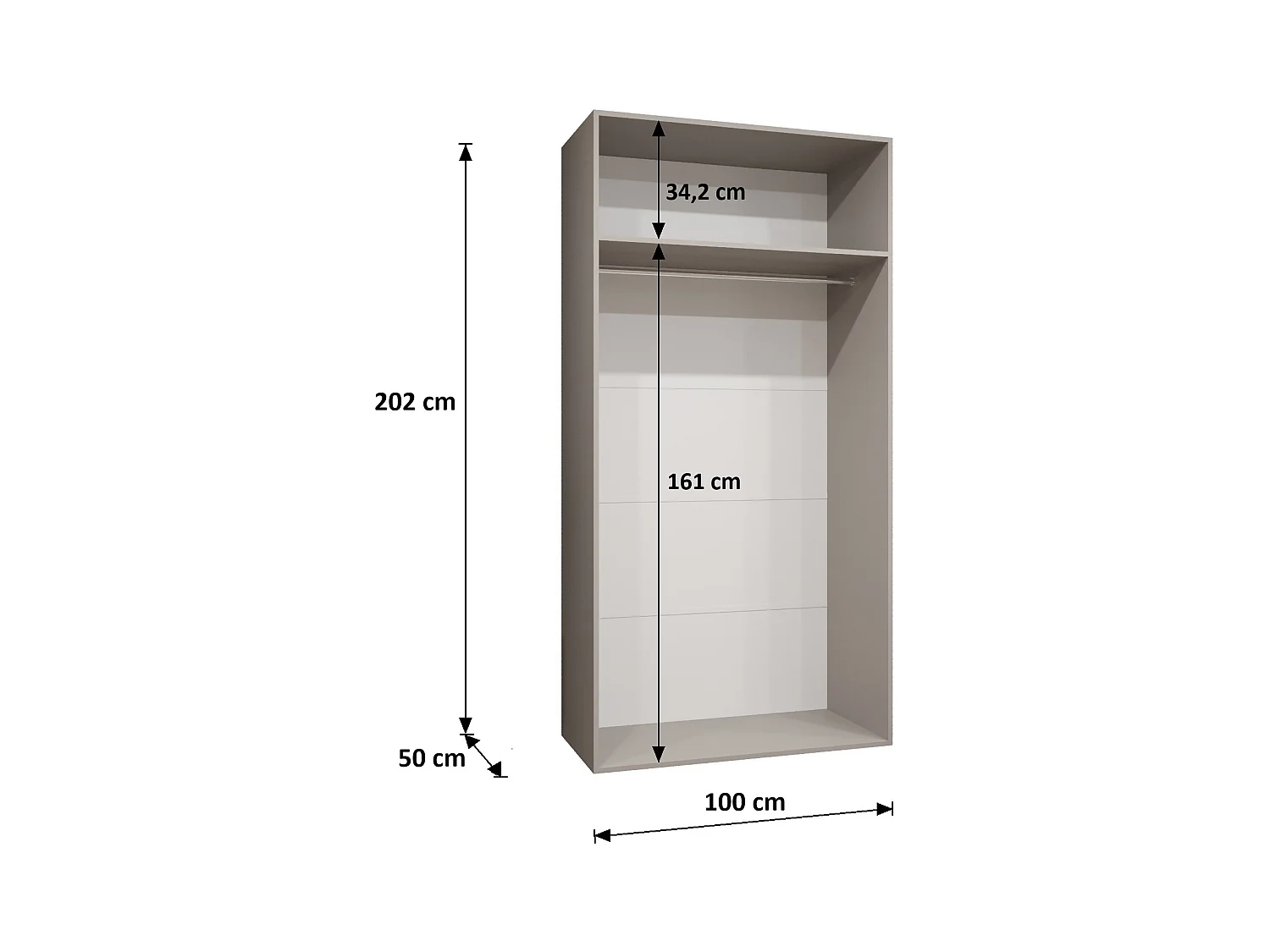 Drehtürenschrank Bari 1 202/100/52 2-türig (Kaschmir)