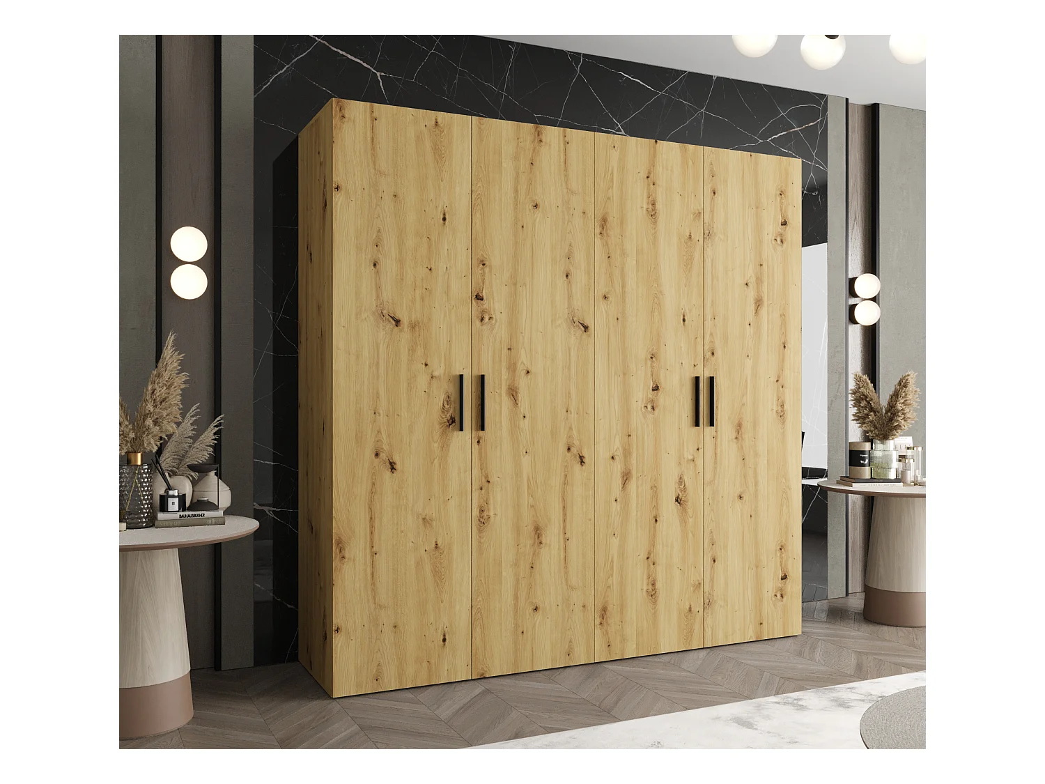 Armoire à portes battantes Bari 1 202/200/52 4 portes (artisan)