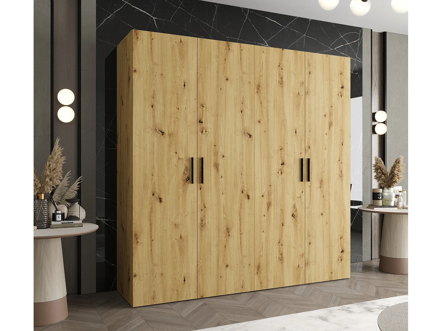 Armoire à portes battantes Bari 1 202/200/52 4 portes (artisan)