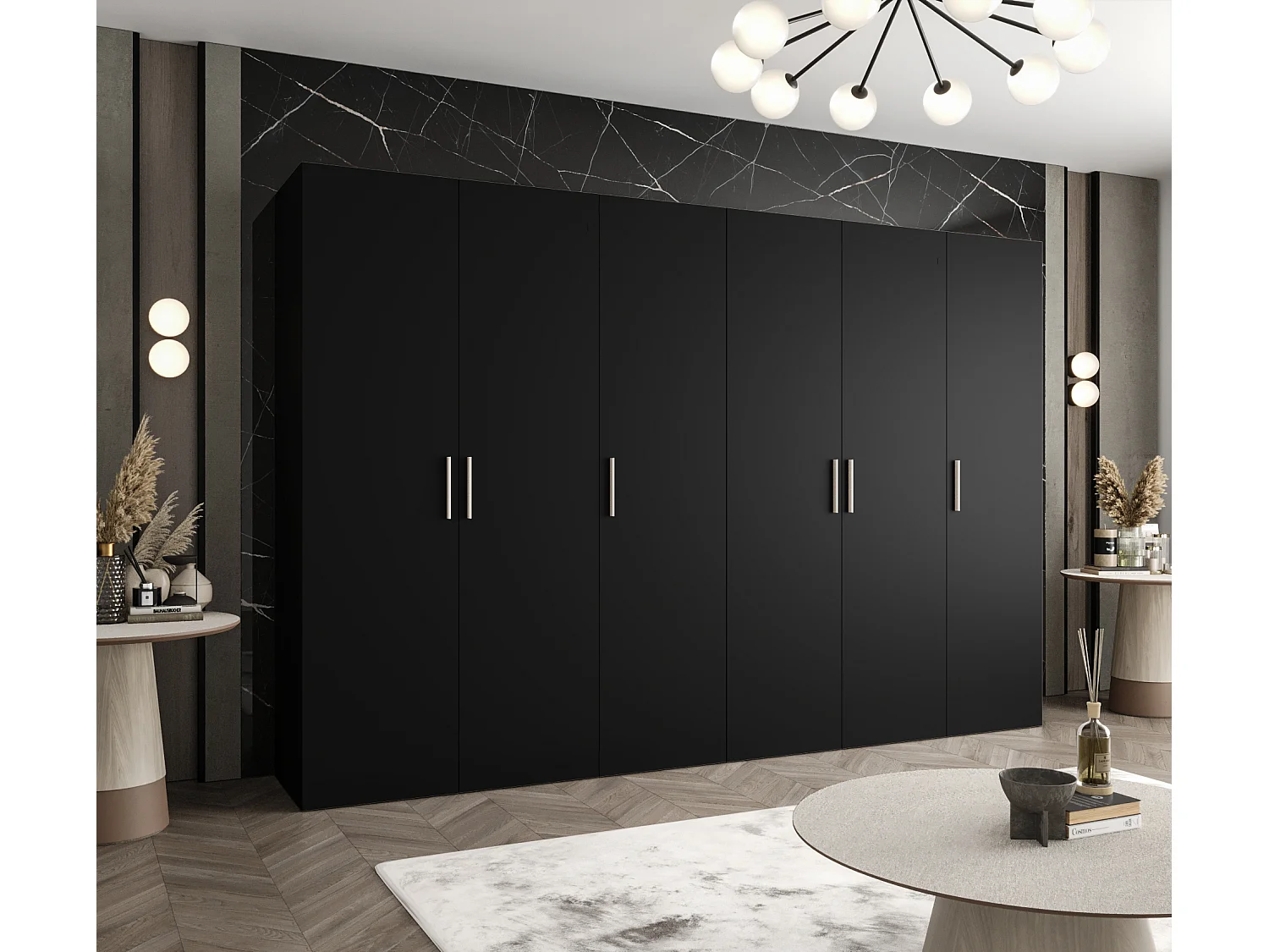 Armoire à portes battantes Bari 1 202/300/52 6 portes (noir)