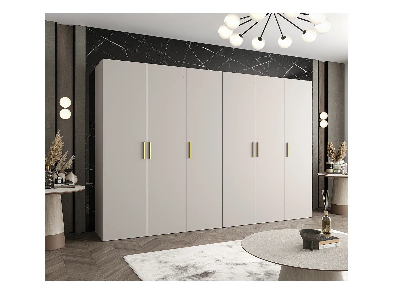 Armoire à portes battantes Bari 1 202/300/52 6 portes (cachemire)