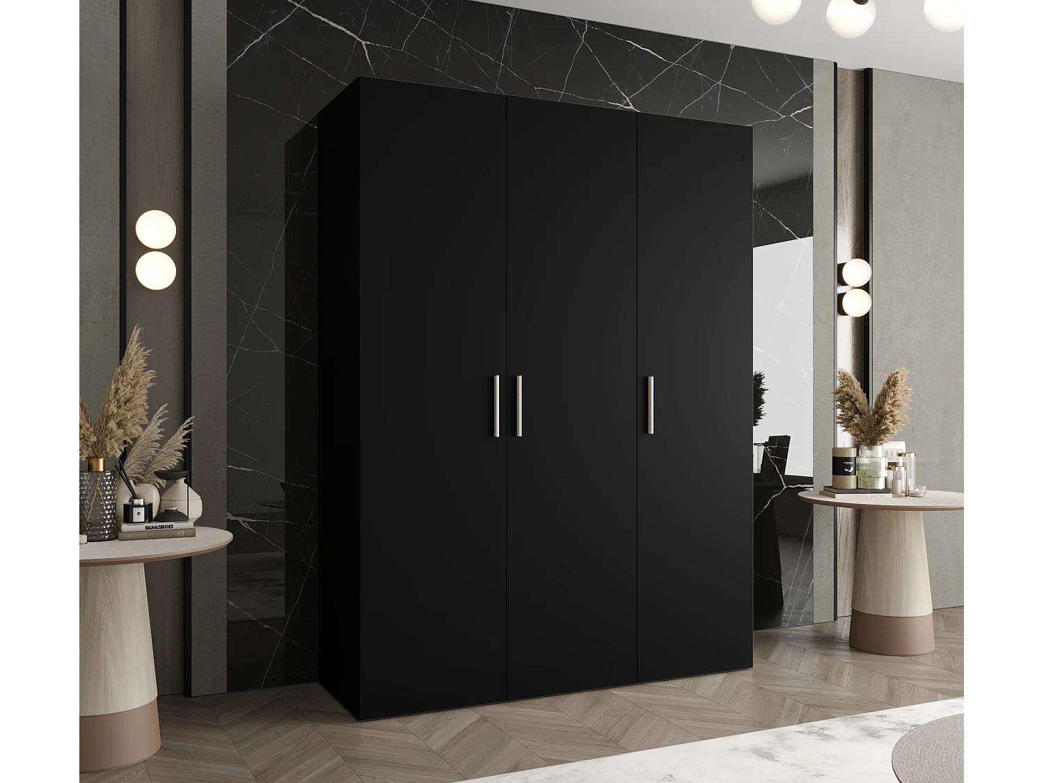 Armoire à portes battantes Bari 1 202/150/52 3 portes (noir)