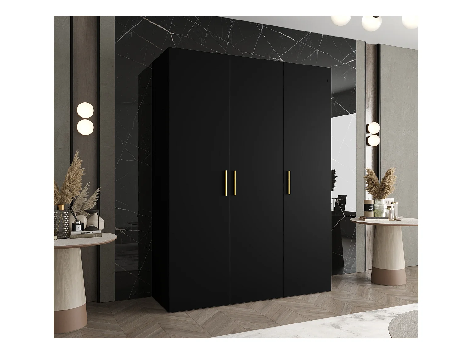 Armoire à portes battantes Bari 1 202/150/52 3 portes (noir)