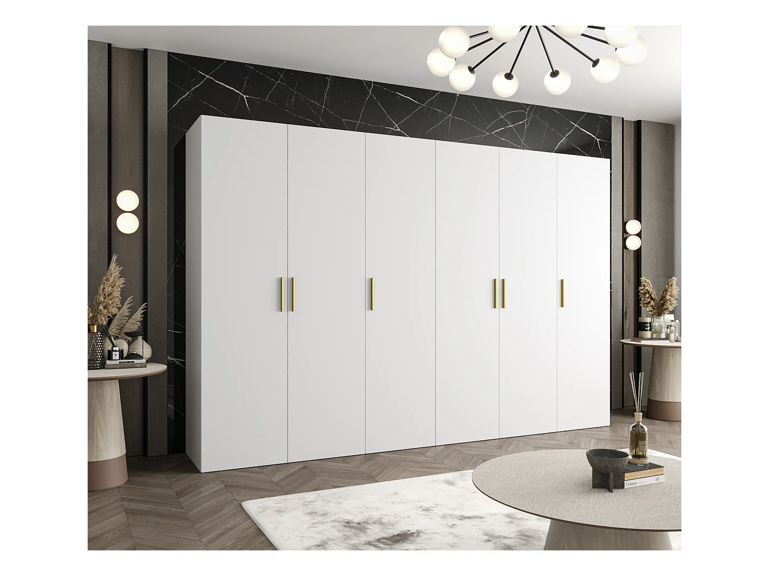 Armoire à portes battantes Bari 1 202/300/52 6 portes (blanc)