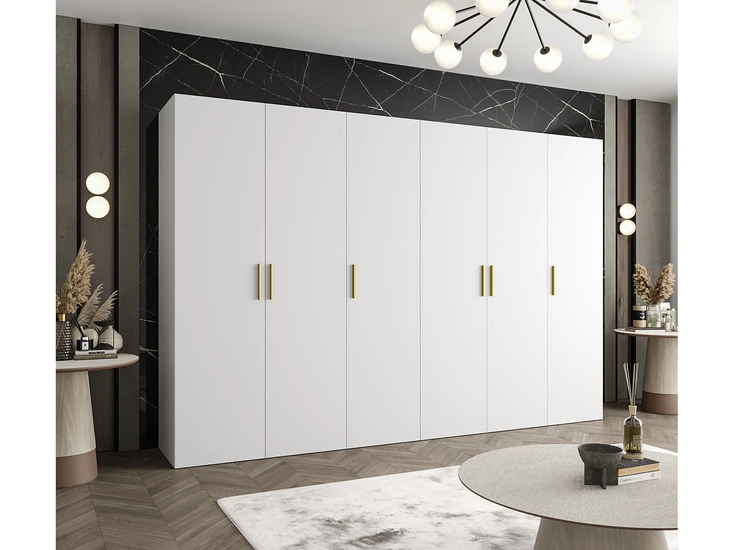 Armoire à portes battantes Bari 1 202/300/52 6 portes (blanc)