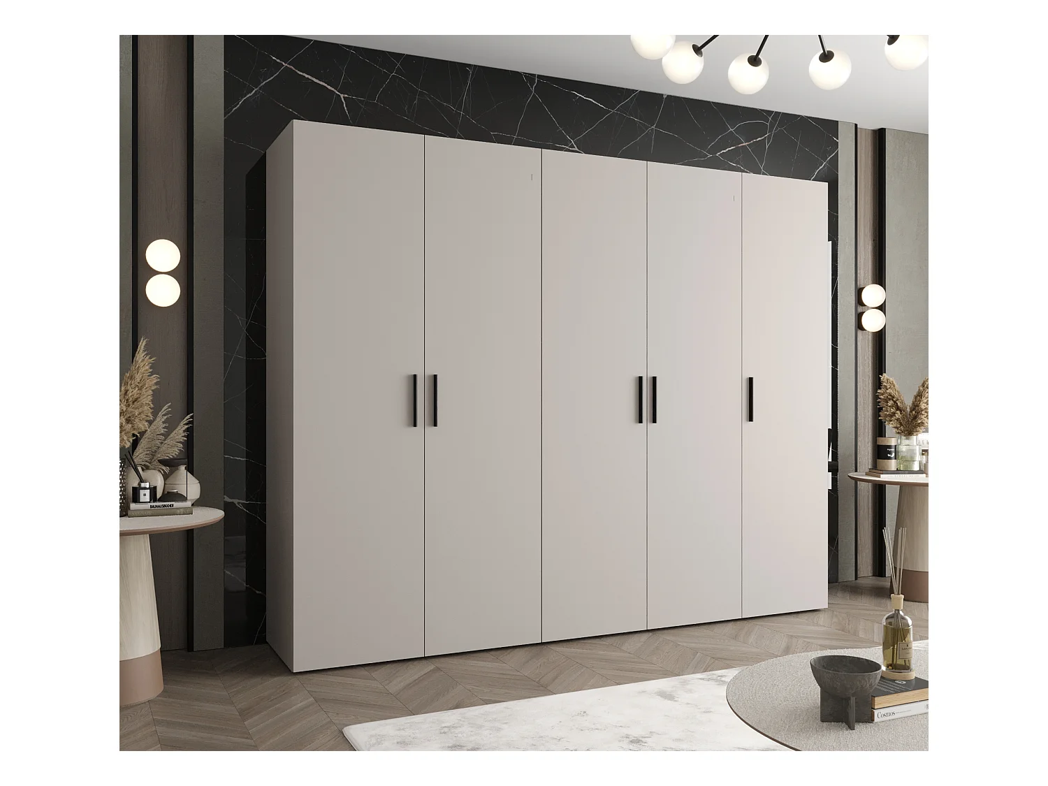 Armoire à portes battantes Bari 1 202/250/52 5 portes (cachemire)