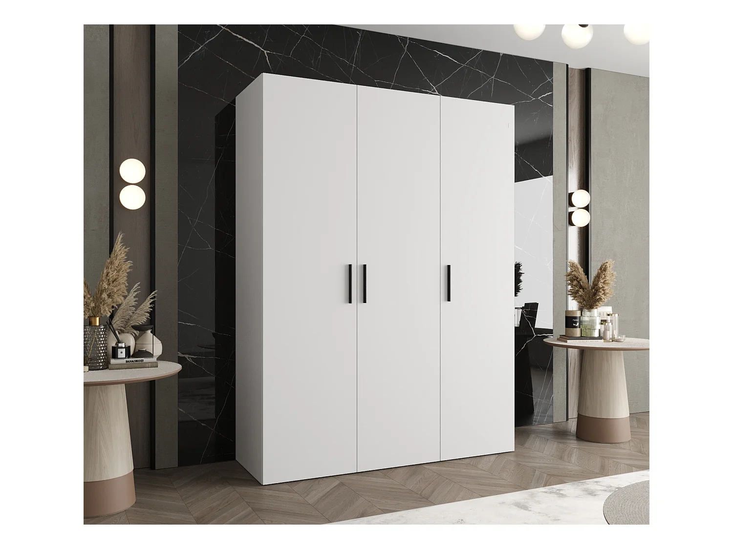 Armoire à portes battantes Bari 1 202/150/52 3 portes (blanc)