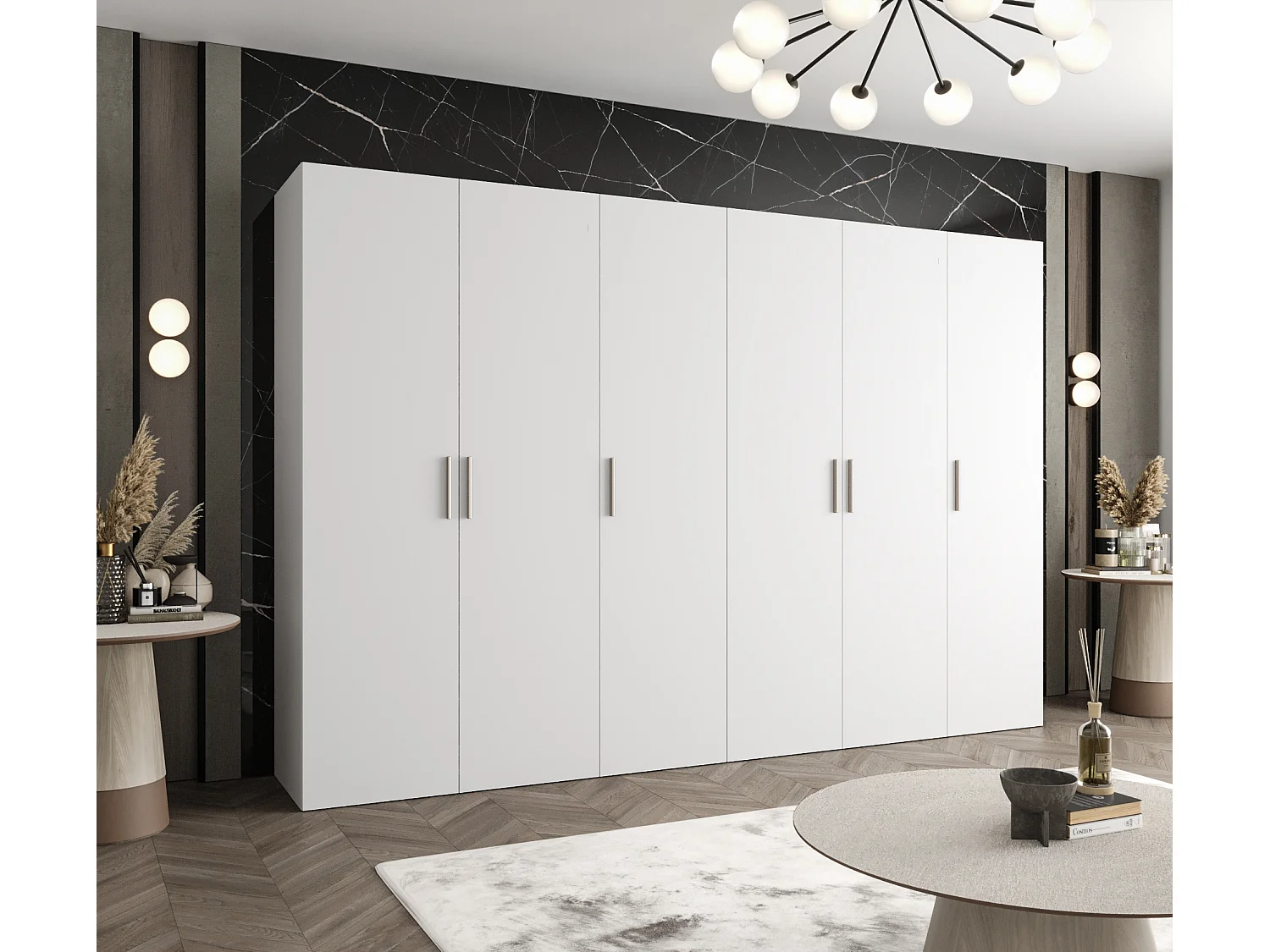 Armoire à portes battantes Bari 1 202/300/52 6 portes (blanc)