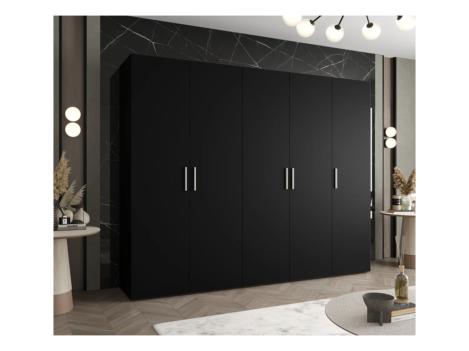 Armoire à portes battantes Bari 1 202/250/52 5 portes (noir)