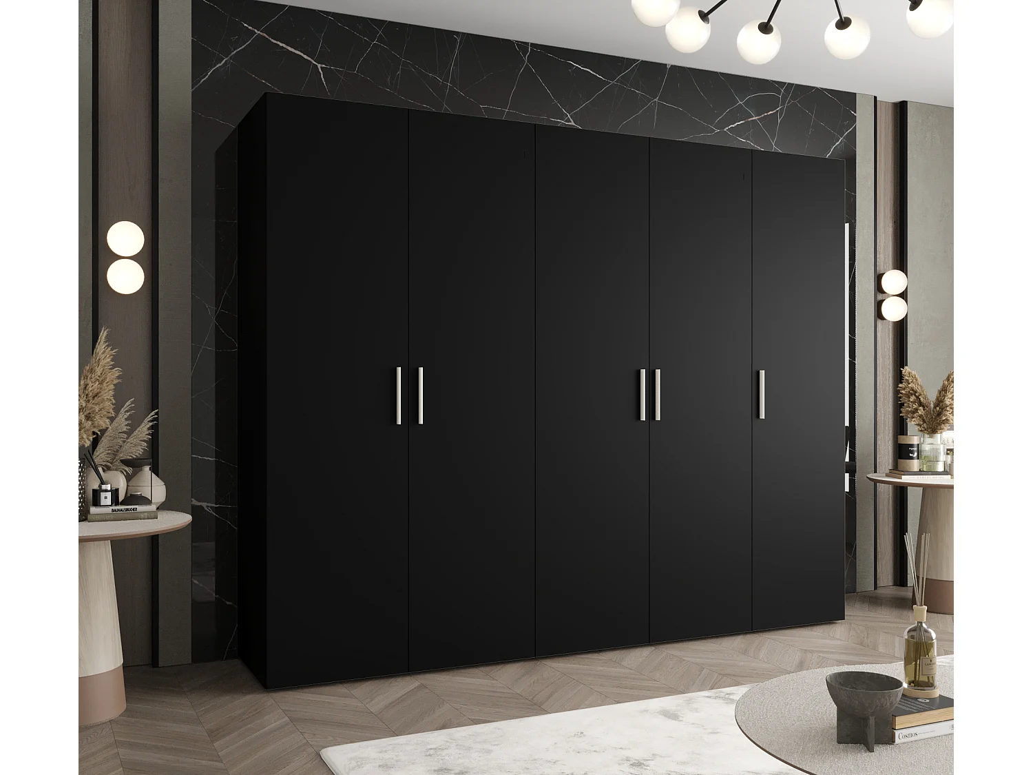 Armoire à portes battantes Bari 1 202/250/52 5 portes (noir)