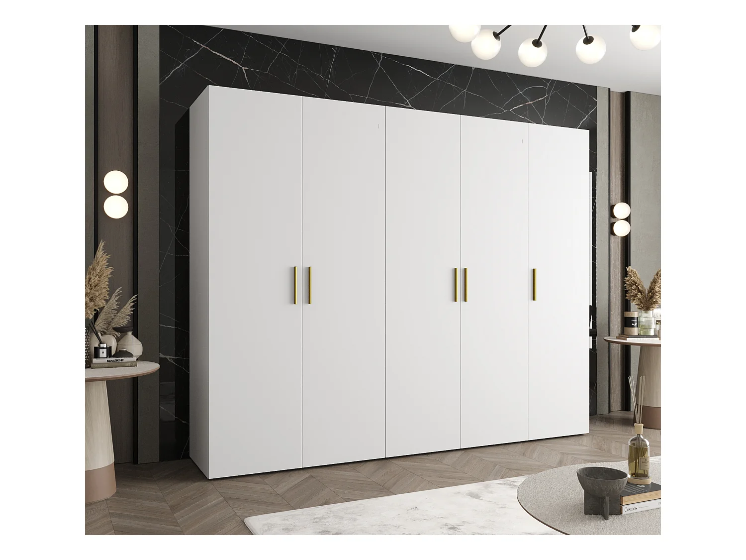 Armoire à portes battantes Bari 1 202/250/52 5 portes (blanc)