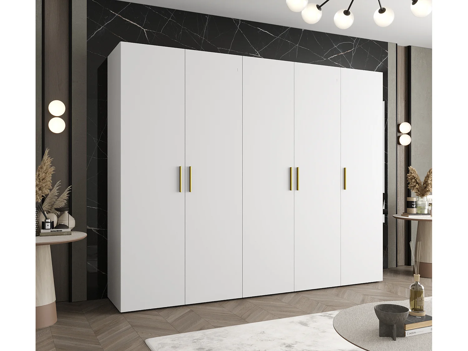 Armoire à portes battantes Bari 1 202/250/52 5 portes (blanc)