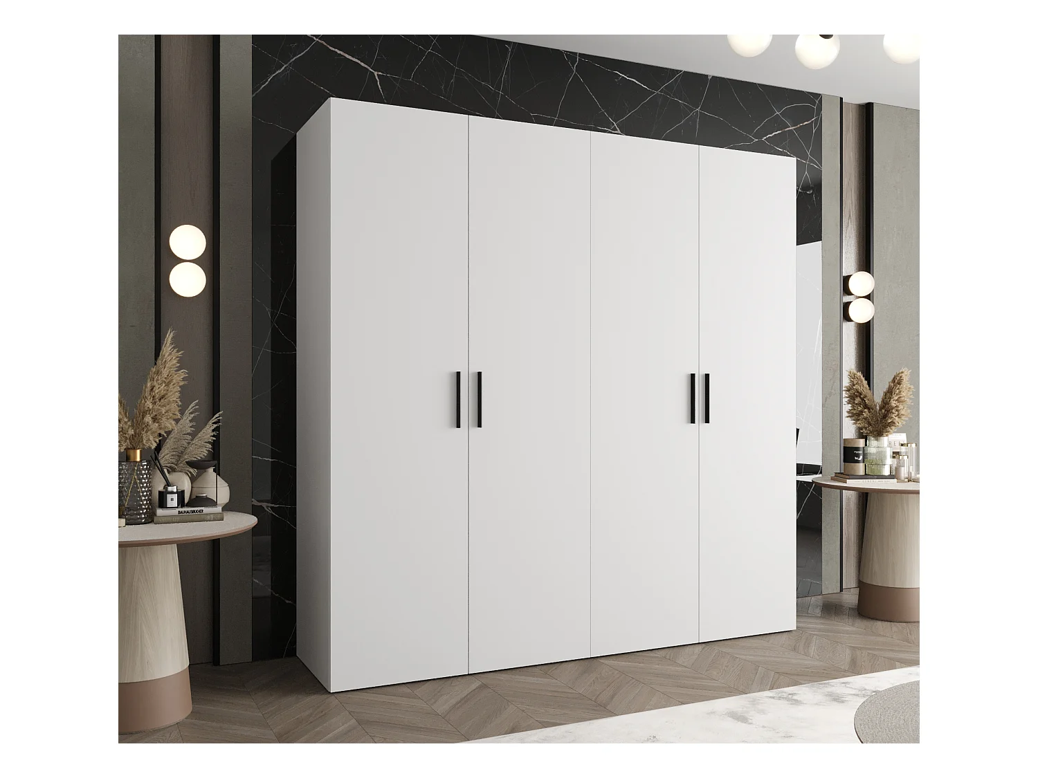 Armoire à portes battantes Bari 1 202/200/52 4 portes (blanc)