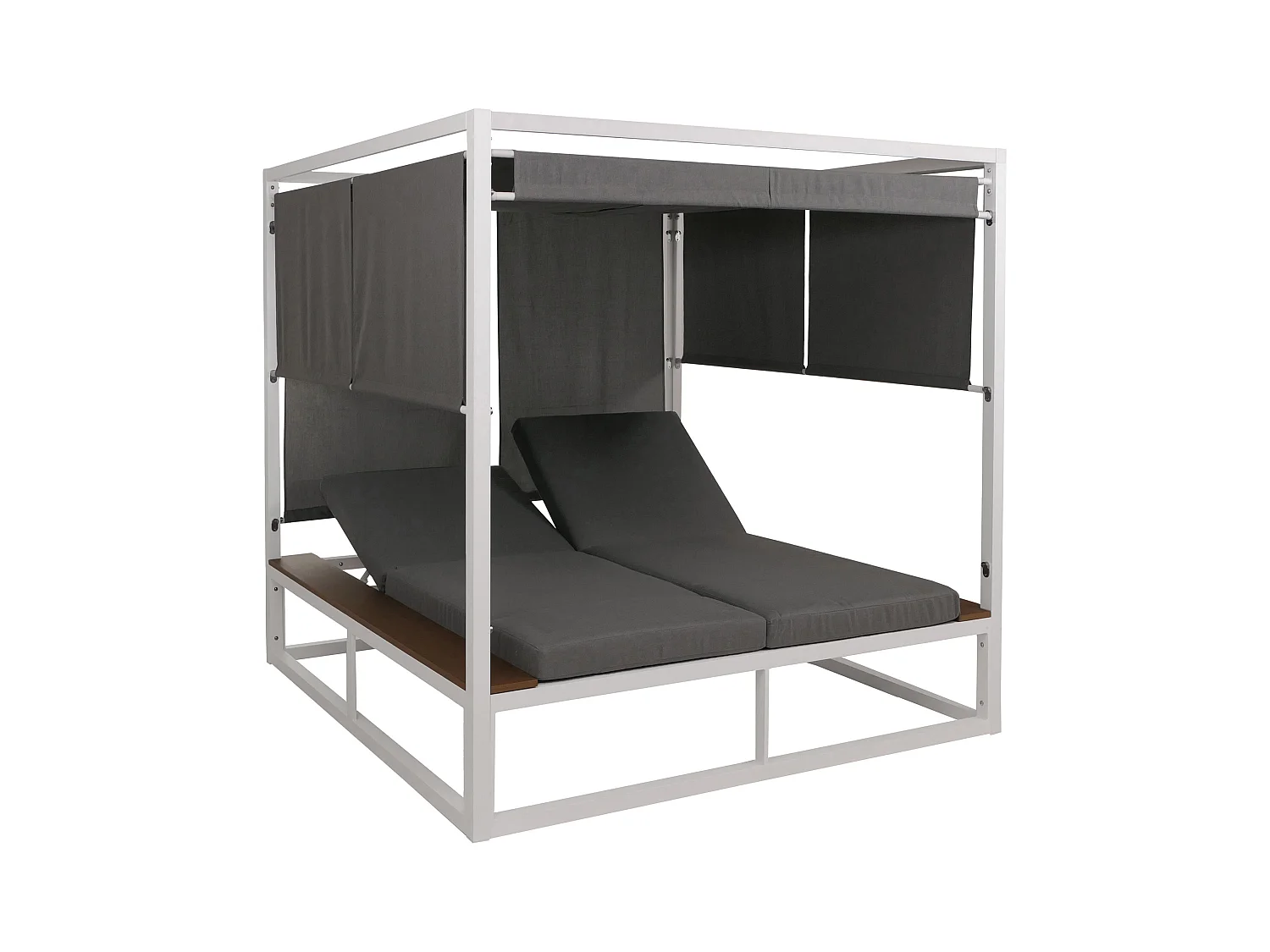 Leżak ogrodowy MCW-M63b,  biała poduszka szara