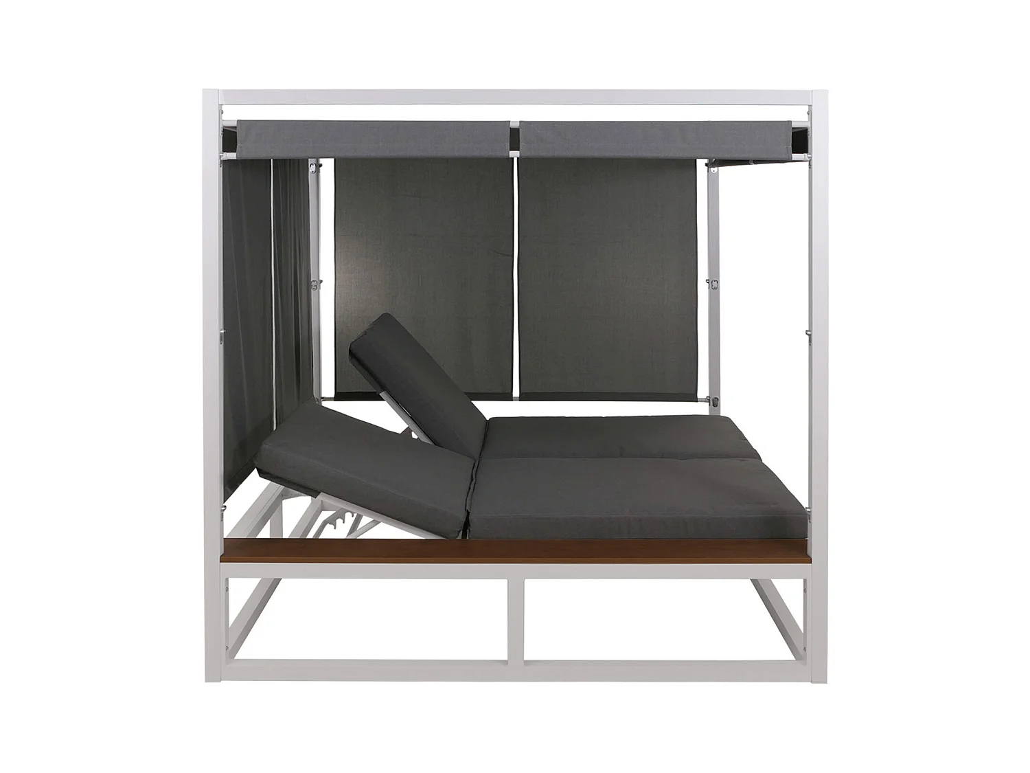 Leżak ogrodowy MCW-M63b,  biała poduszka szara