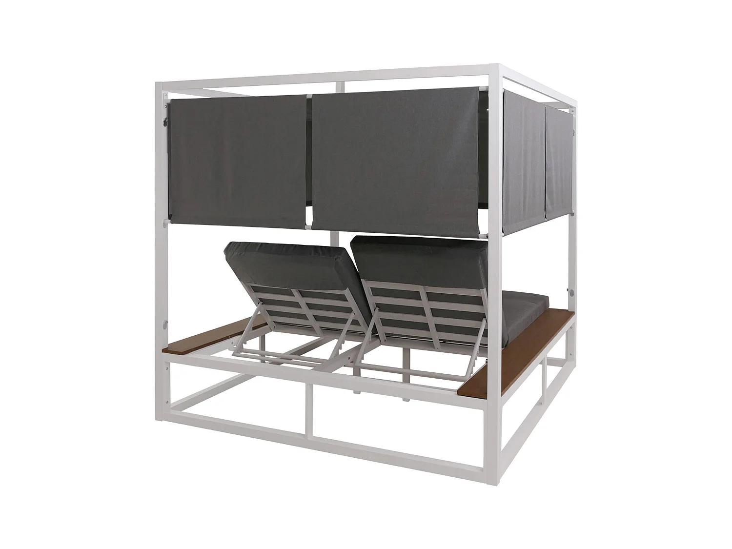 Leżak ogrodowy MCW-M63b,  biała poduszka szara