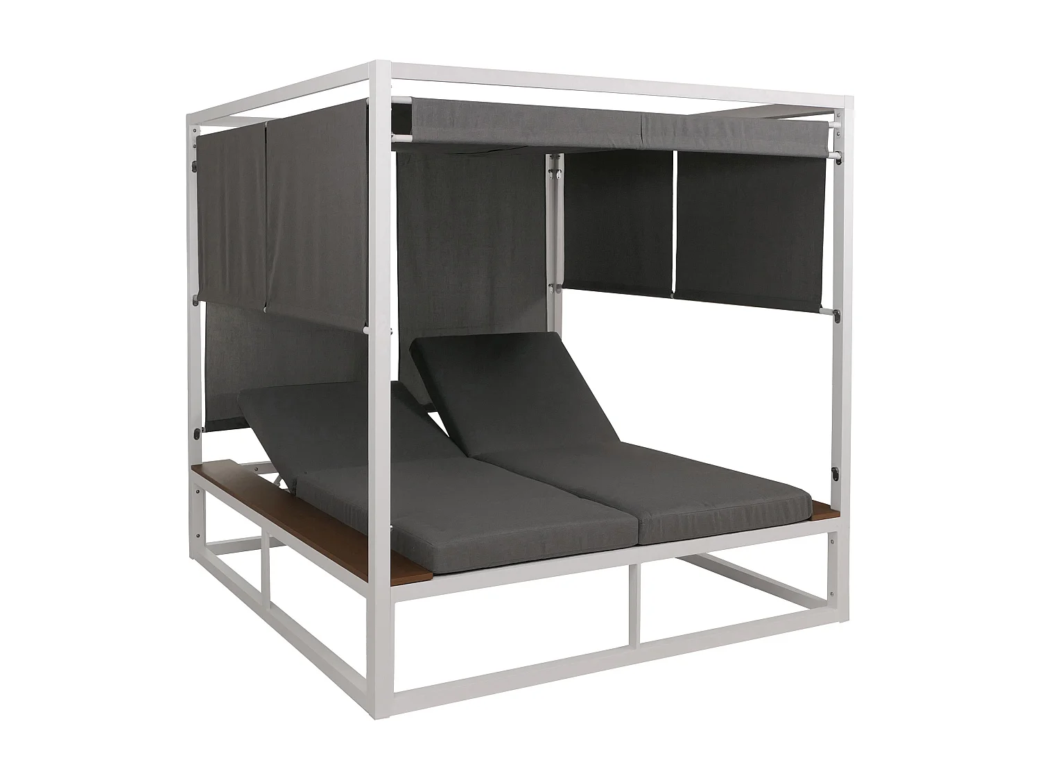 Leżak ogrodowy MCW-M63b,  biała poduszka szara