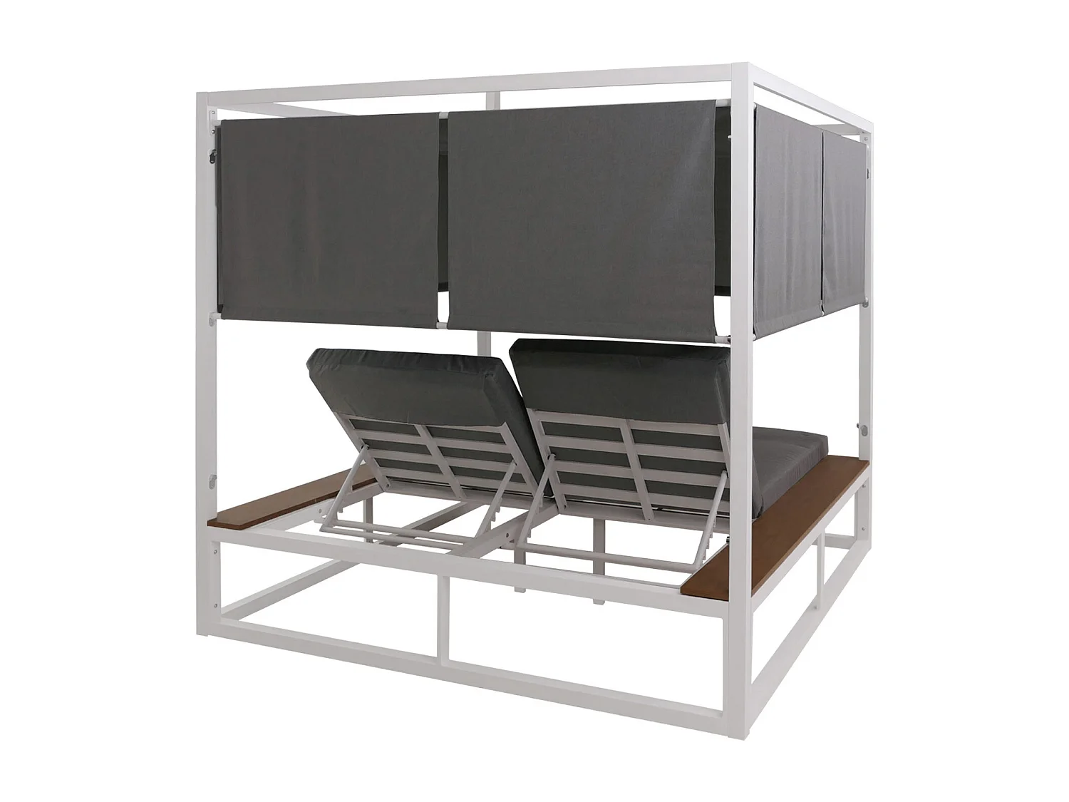 Leżak ogrodowy MCW-M63b,  biała poduszka szara