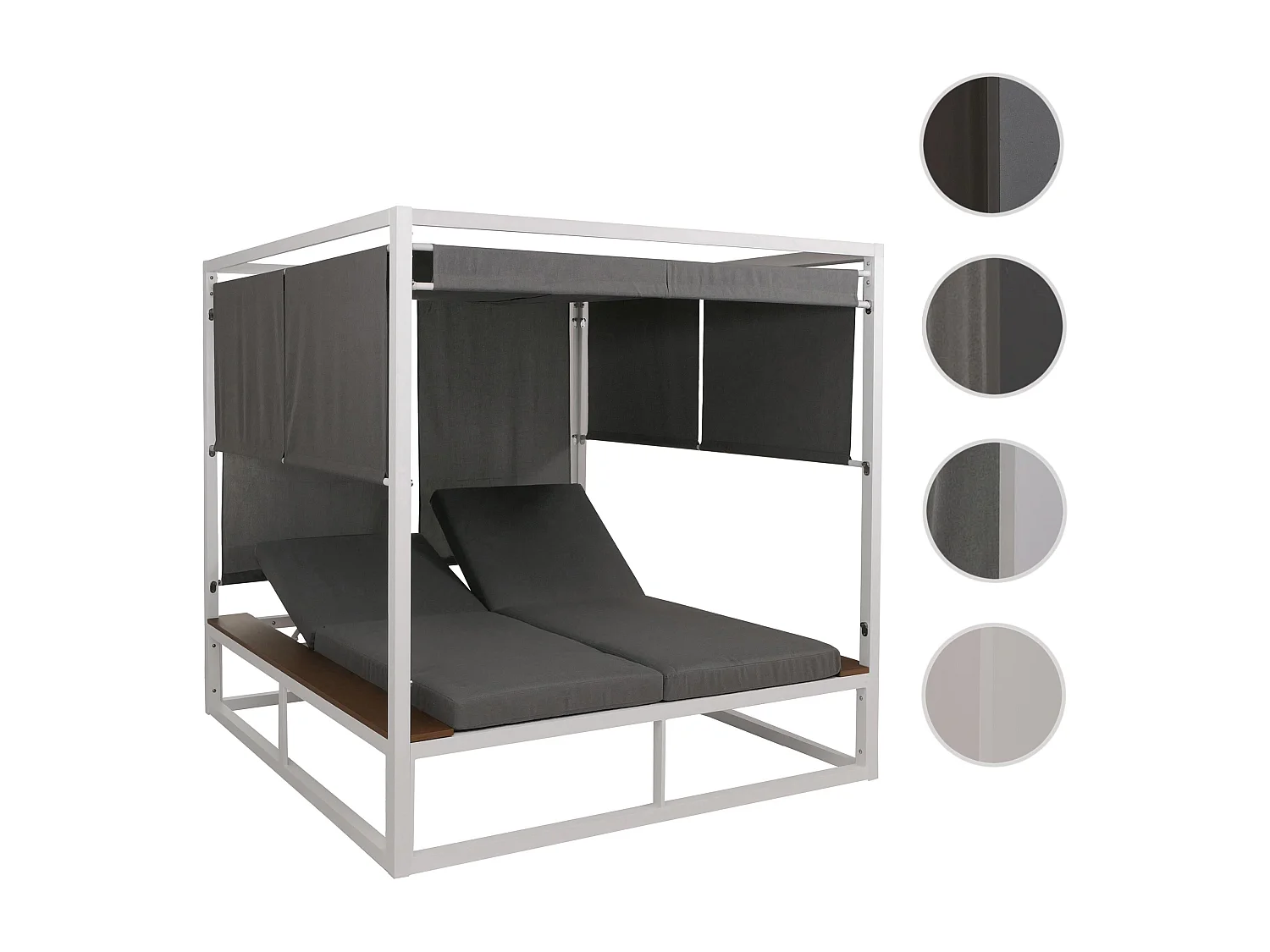 Leżak ogrodowy MCW-M63b,  biała poduszka szara