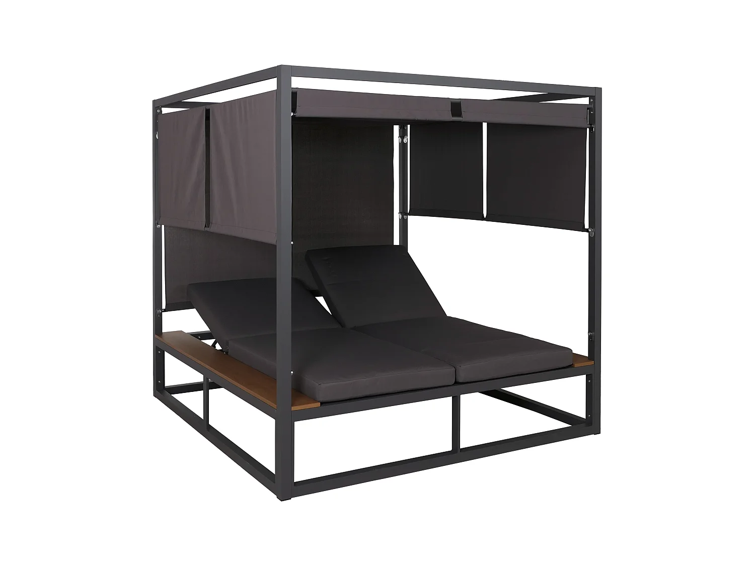 Lounge-Gartenliege MCW-M63b, Dunkelgrau Polster dunkelgrau