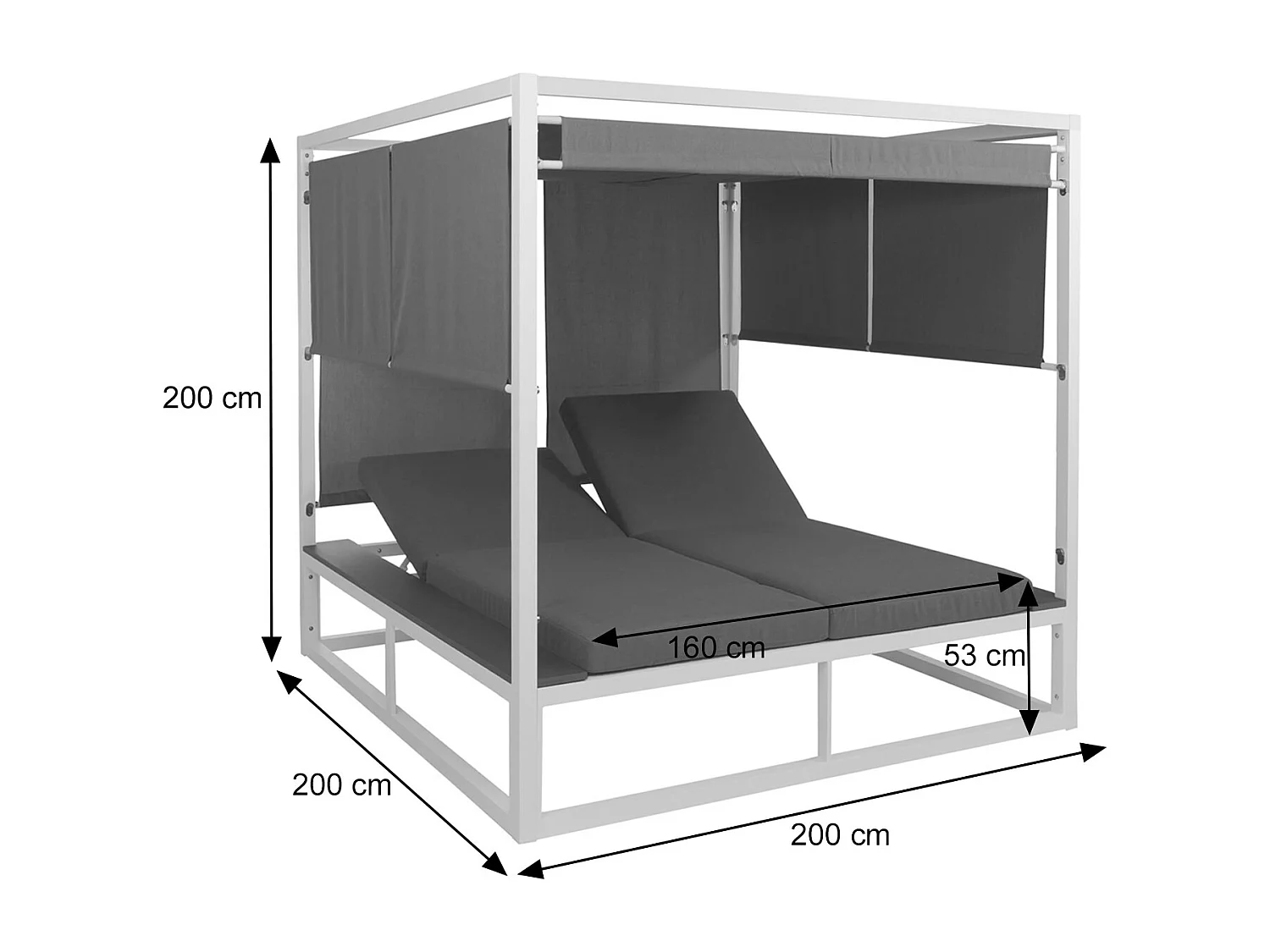 Lounge-Gartenliege MCW-M63b, Dunkelgrau Polster dunkelgrau