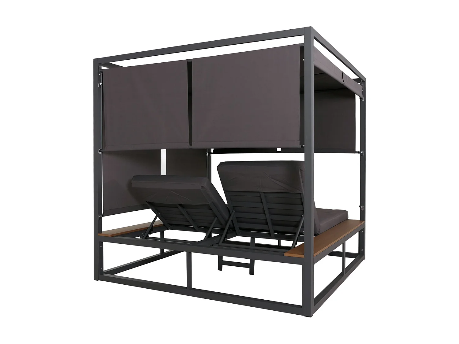 Lounge-Gartenliege MCW-M63b, Dunkelgrau Polster dunkelgrau