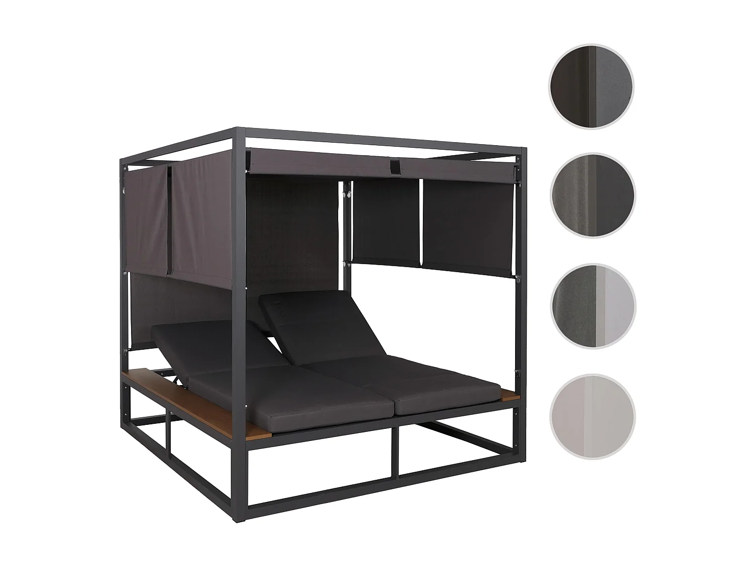 Lounge-Gartenliege MCW-M63b, Dunkelgrau Polster dunkelgrau