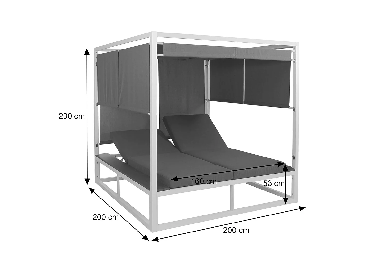 Leżak ogrodowy MCW-M63b,  ciemnoszary poduszka szary
