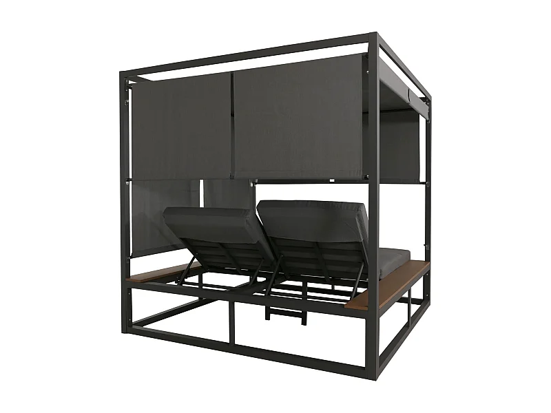 Leżak ogrodowy MCW-M63b,  ciemnoszary poduszka szary