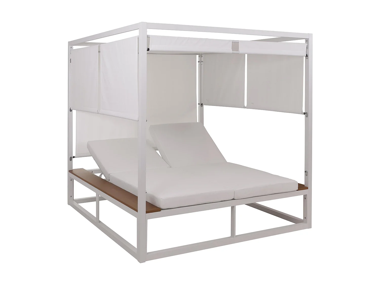 Lounge-Gartenliege MCW-M63b, Weiß Polster creme