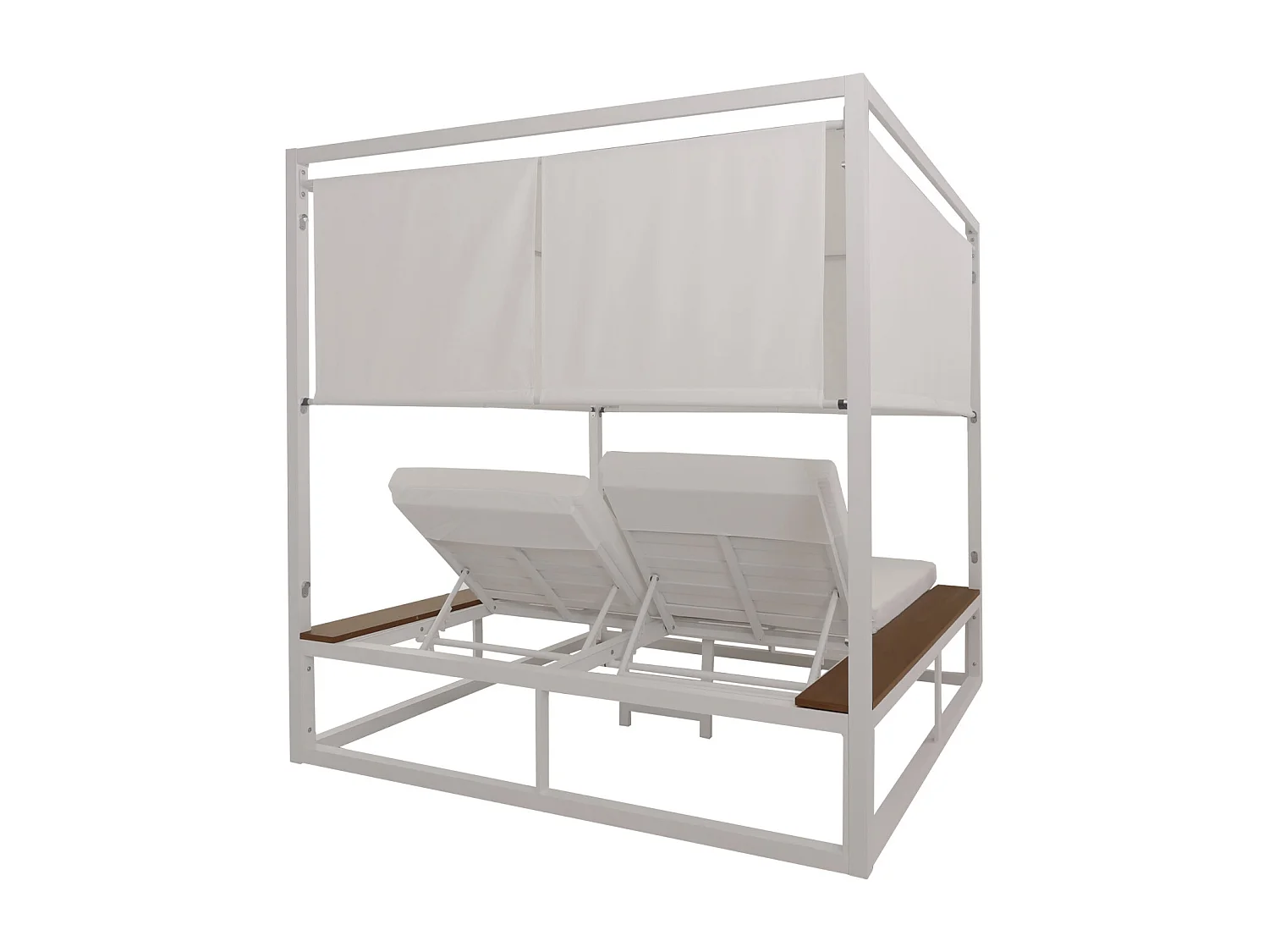 Lounge-Gartenliege MCW-M63b, Weiß Polster creme