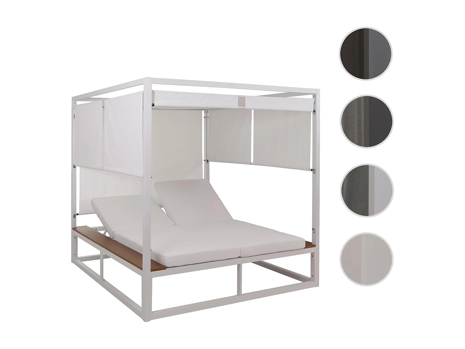 Lounge-Gartenliege MCW-M63b, Weiß Polster creme