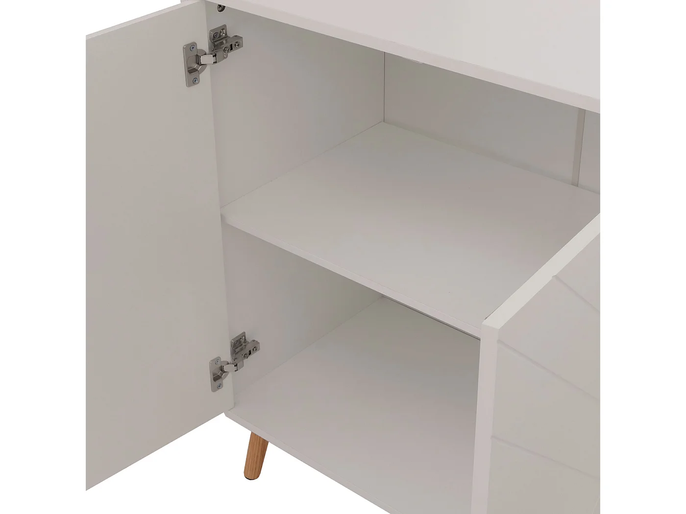 Credenza MCW-N89, mobile cassettiera, motivo a spina di pesce in legno melaminico, 88x150x40cm ~ bianco