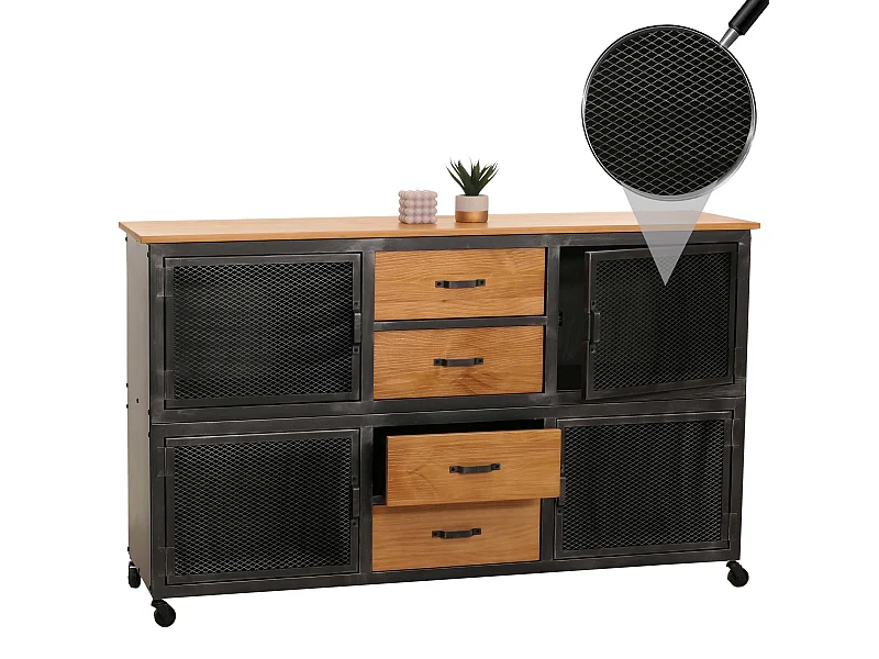 Dressoir MCW-N28,  zwart, naturel