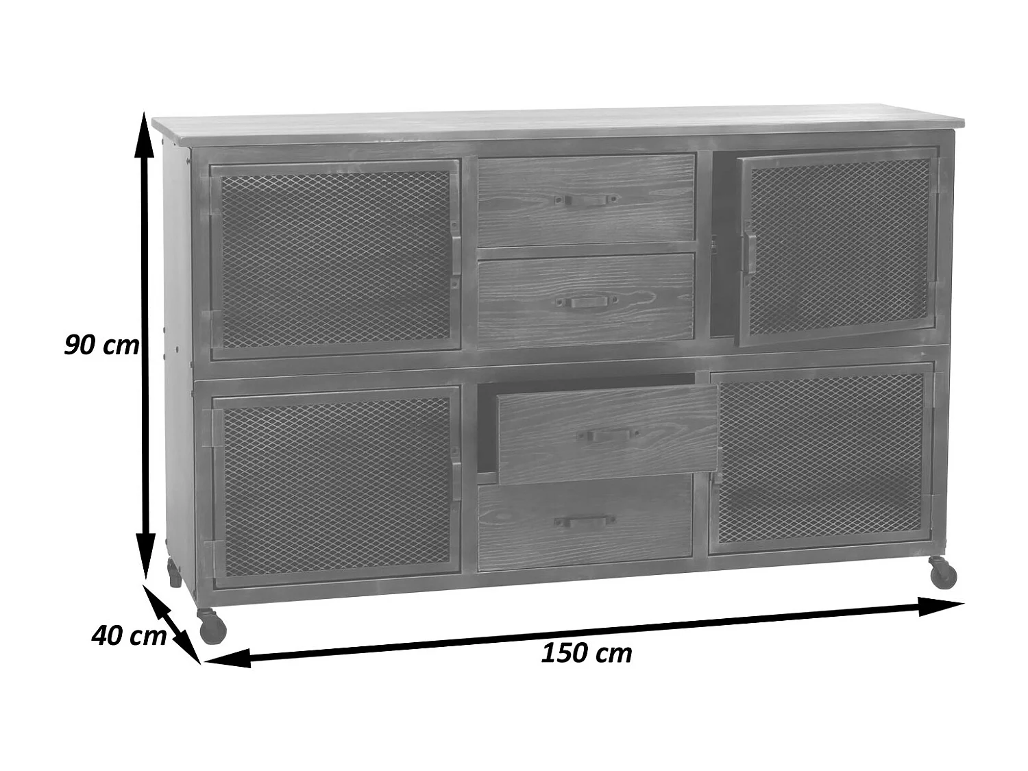 Sideboard MCW-N28, Schwarz, natur