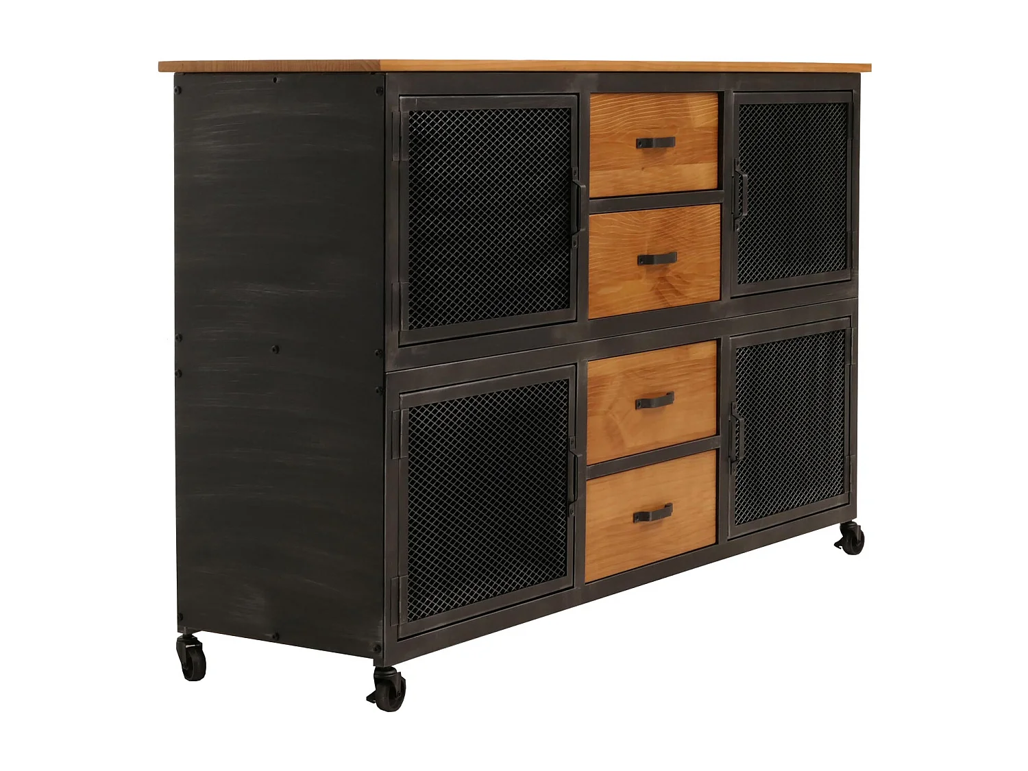 Sideboard MCW-N28, Schwarz, natur