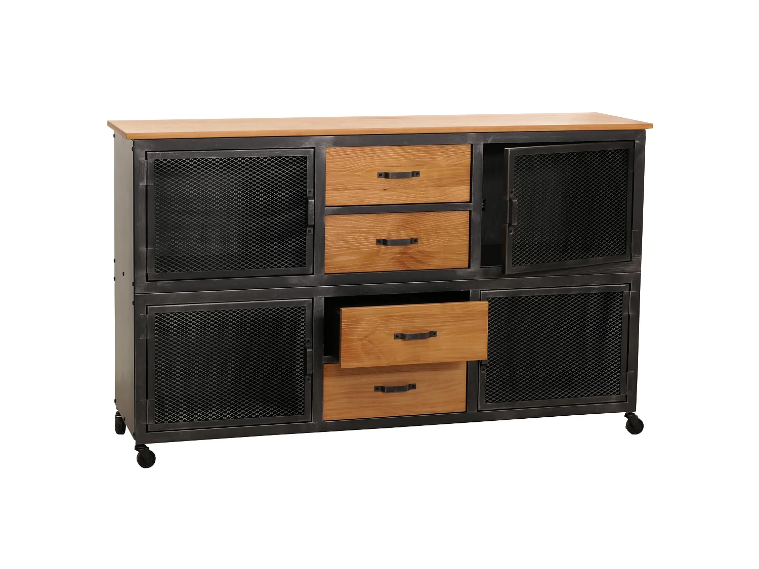 Dressoir MCW-N28,  zwart, naturel