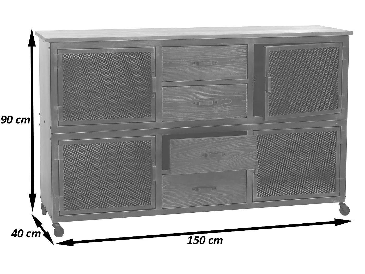 Dressoir MCW-N28,  zwart, naturel