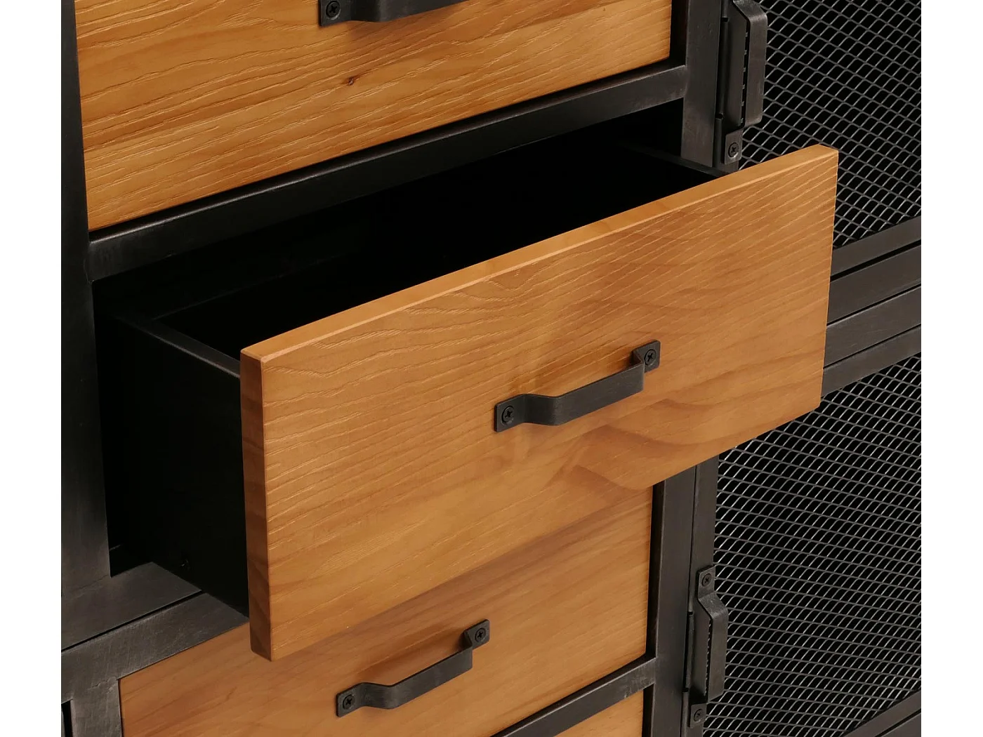 Dressoir MCW-N28,  zwart, naturel