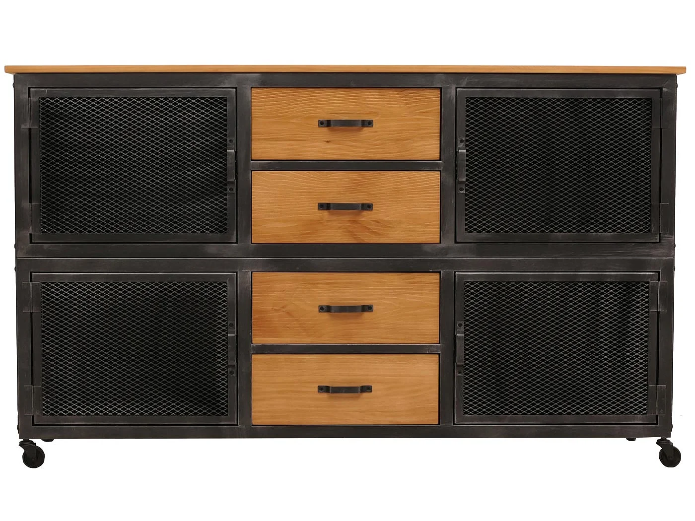 Dressoir MCW-N28,  zwart, naturel