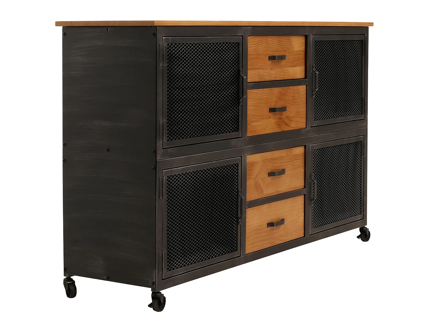 Dressoir MCW-N28,  zwart, naturel