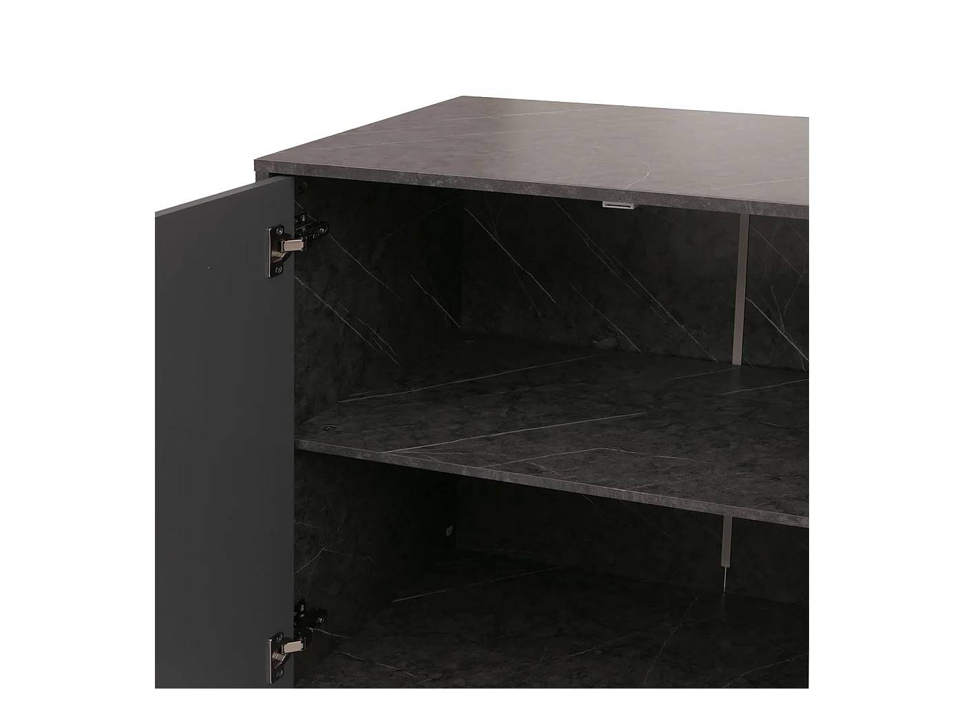 Credenza MCW-N89, mobile cassettiera, motivo a spina di pesce in legno melaminico, 88x150x40cm ~ aspetto marmo grigio