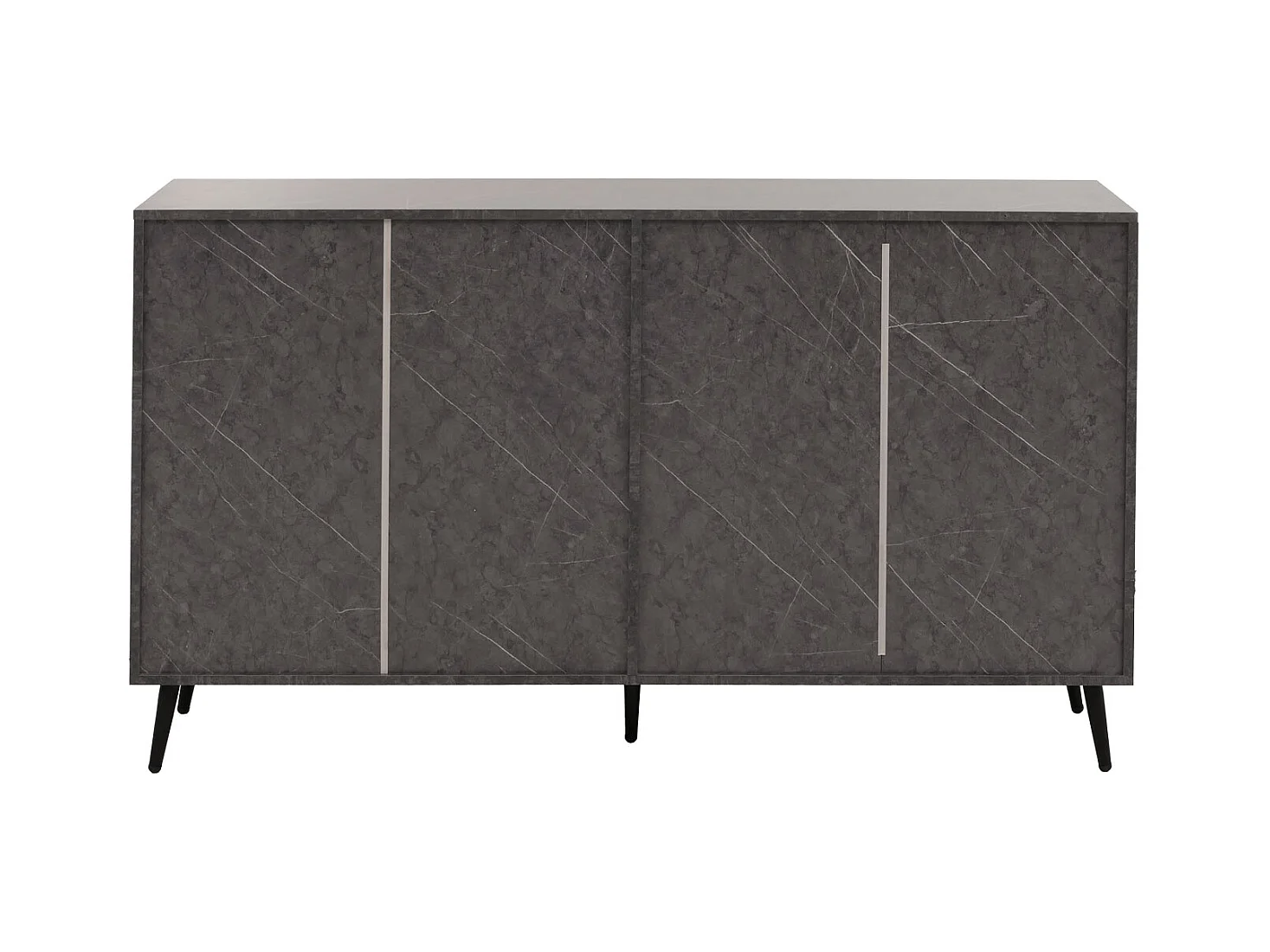 Credenza MCW-N89, mobile cassettiera, motivo a spina di pesce in legno melaminico, 88x150x40cm ~ aspetto marmo grigio