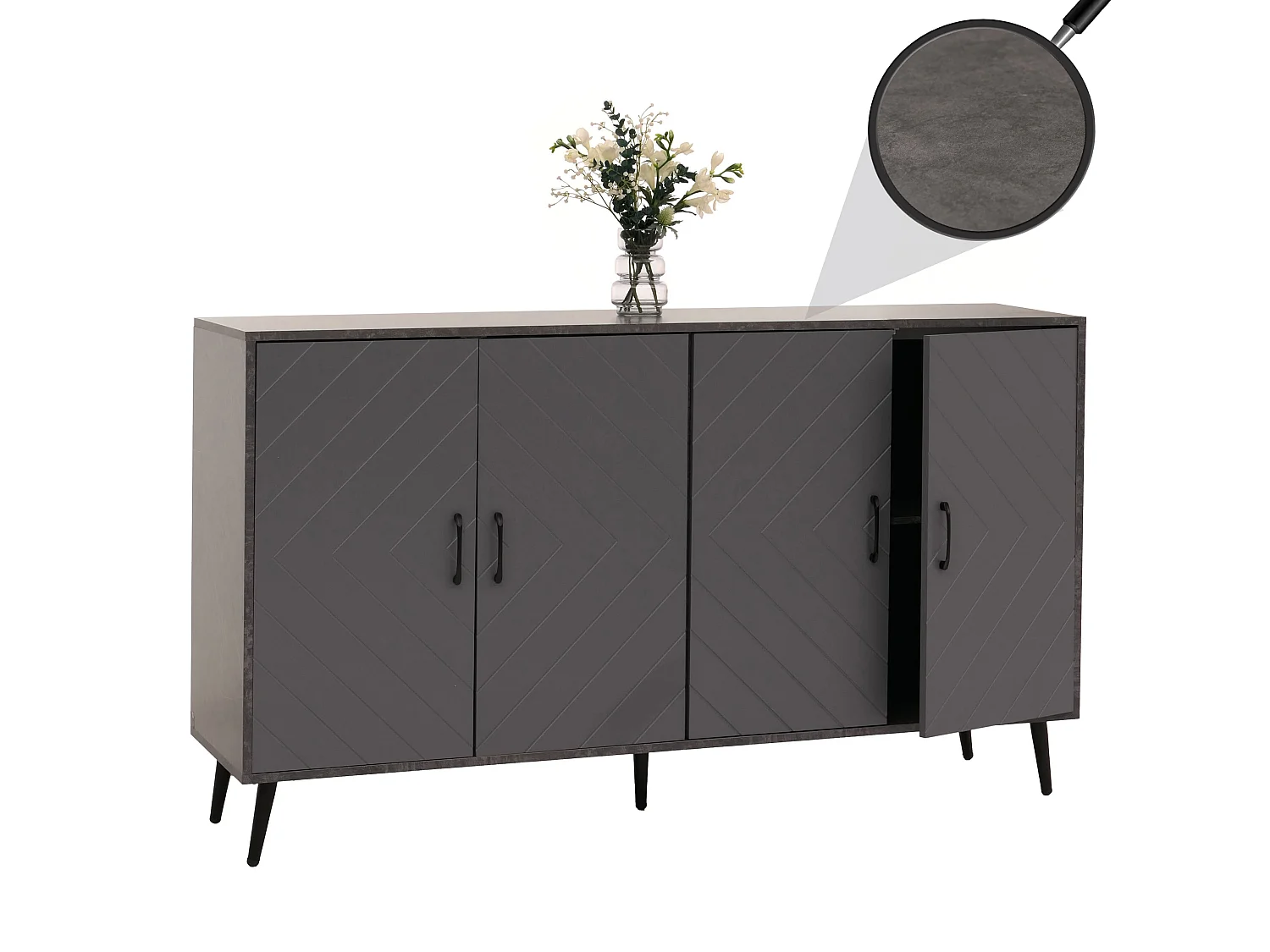 Sideboard MCW-N89,  grey marble effect